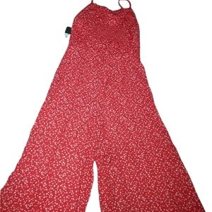 Wild Fable XS Pants Strappy Tank Romper Jumpsuit Red White Floral Wide L…